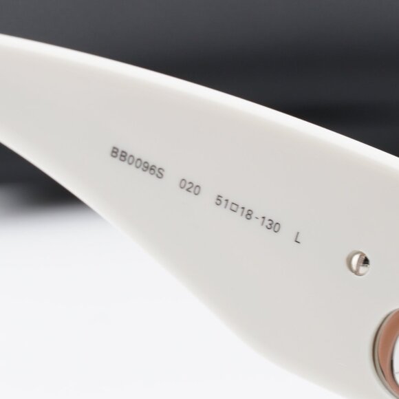 Balenciaga BB0096S 020 Rectangle Sunglasses - Ivory/Grey Mirror main image 12